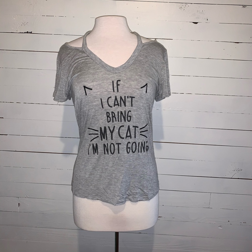 Cute Cat Tee Shirt with Neck Detail!